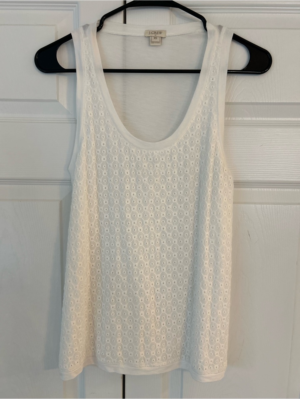 J.Crew Women’s White Eyelet Lace Sleeveless Modal Tunic Blouse Shirt Size XS